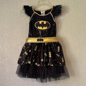 Bat Girl Costume Kid Dress Size M Black and Gold Sequined Tulle Skirt